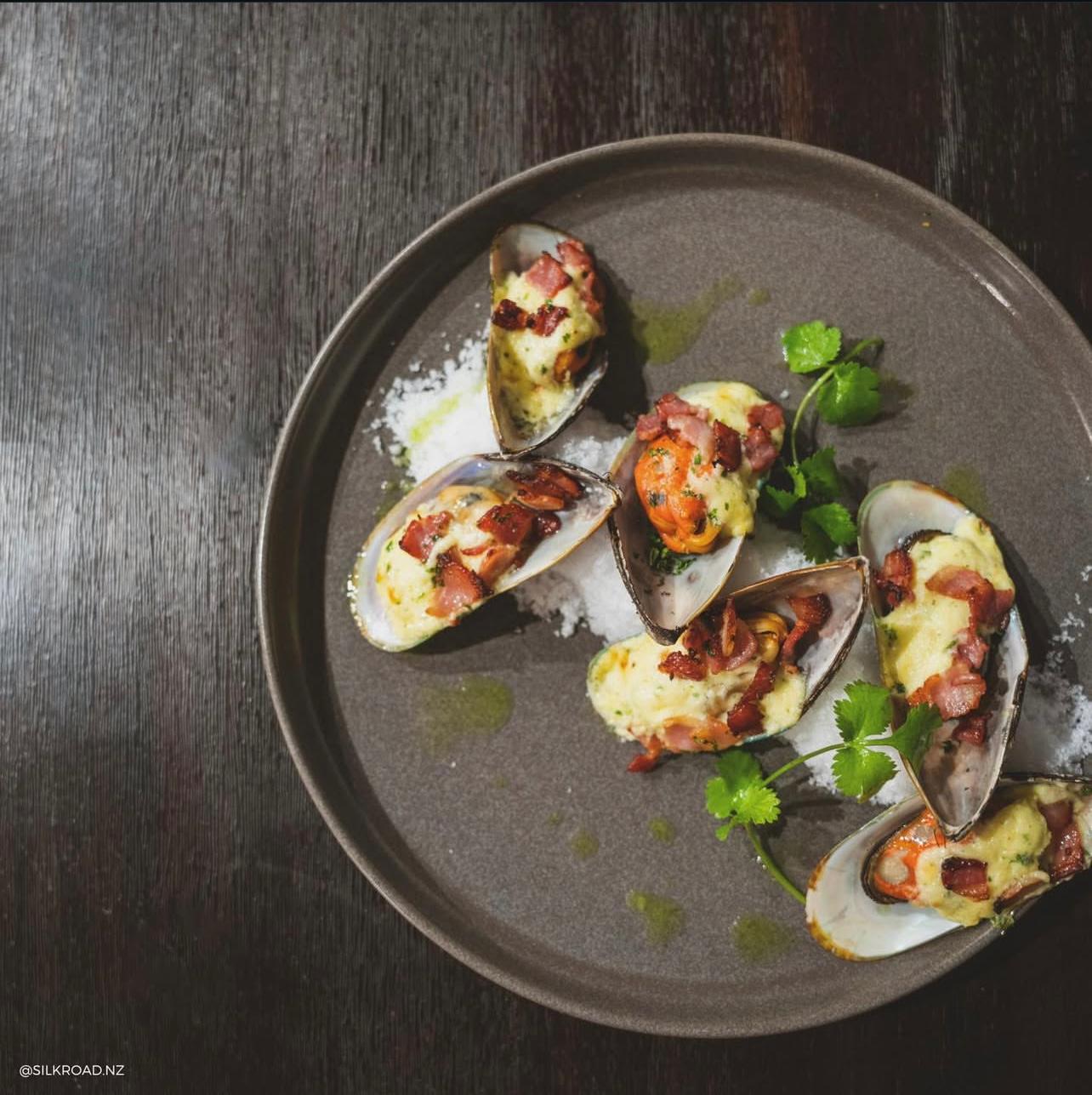 Baked Mussels Dish